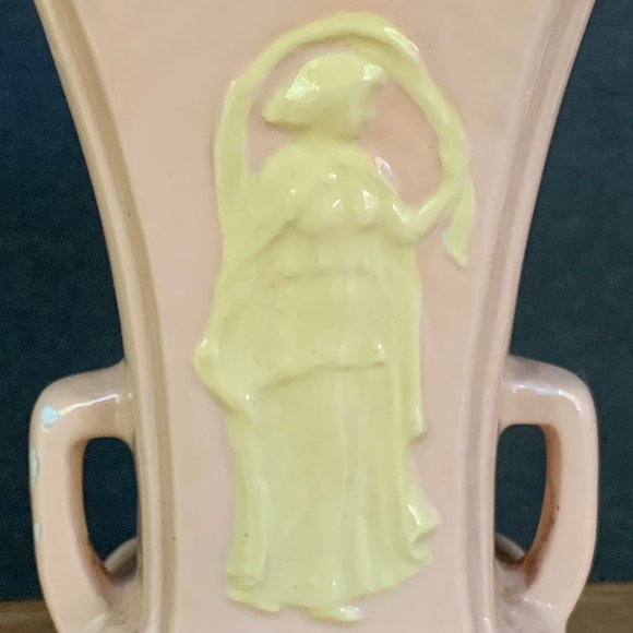 VTG Vase Cameo -like Handles Woman Ceramic Soft Pink - Picture 9 of 12
